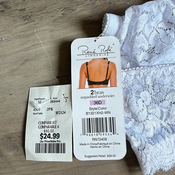 René Rofé white lace bra 36D NWT - Picture 6 of 8